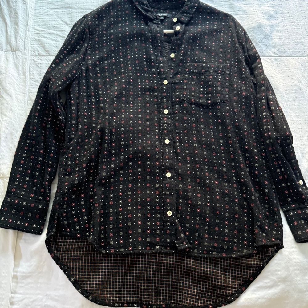 Madewell Flannel Oversized Boyfriend Shirt (XXS).